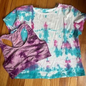 Ardene Tie Dyed Crop Top and Sports Bra bundle